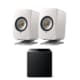 KEF LSX II Bookshelf Speakers + Kube 8b MIE Subwoofer and P1 Desk Pad Bundle (Olive) Bundles Sight and Sound Galleria