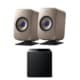 KEF LSX II Bookshelf Speakers + Kube 8b MIE Subwoofer and P1 Desk Pad Bundle (Olive) Bundles Sight and Sound Galleria 2