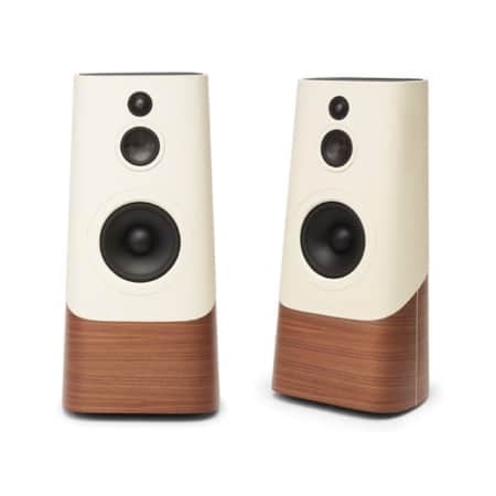 Davone Reference One Loudspeakers (White Leather/Walnut) Davone Sight and Sound Galleria